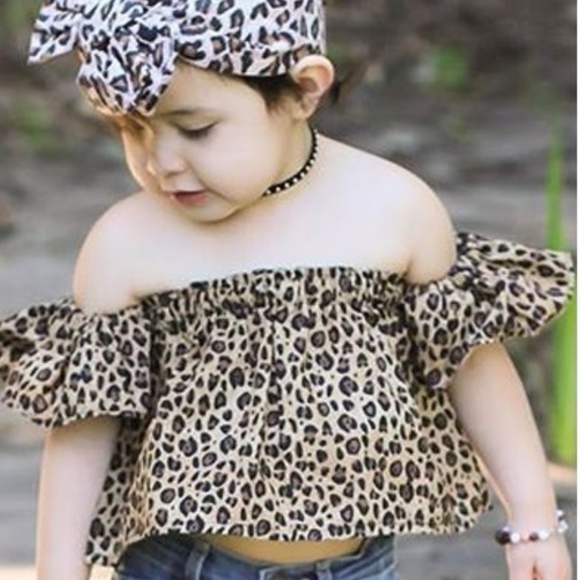 Leopard Print Off the Shoulder Top and Headband - Picture 2 of 5
